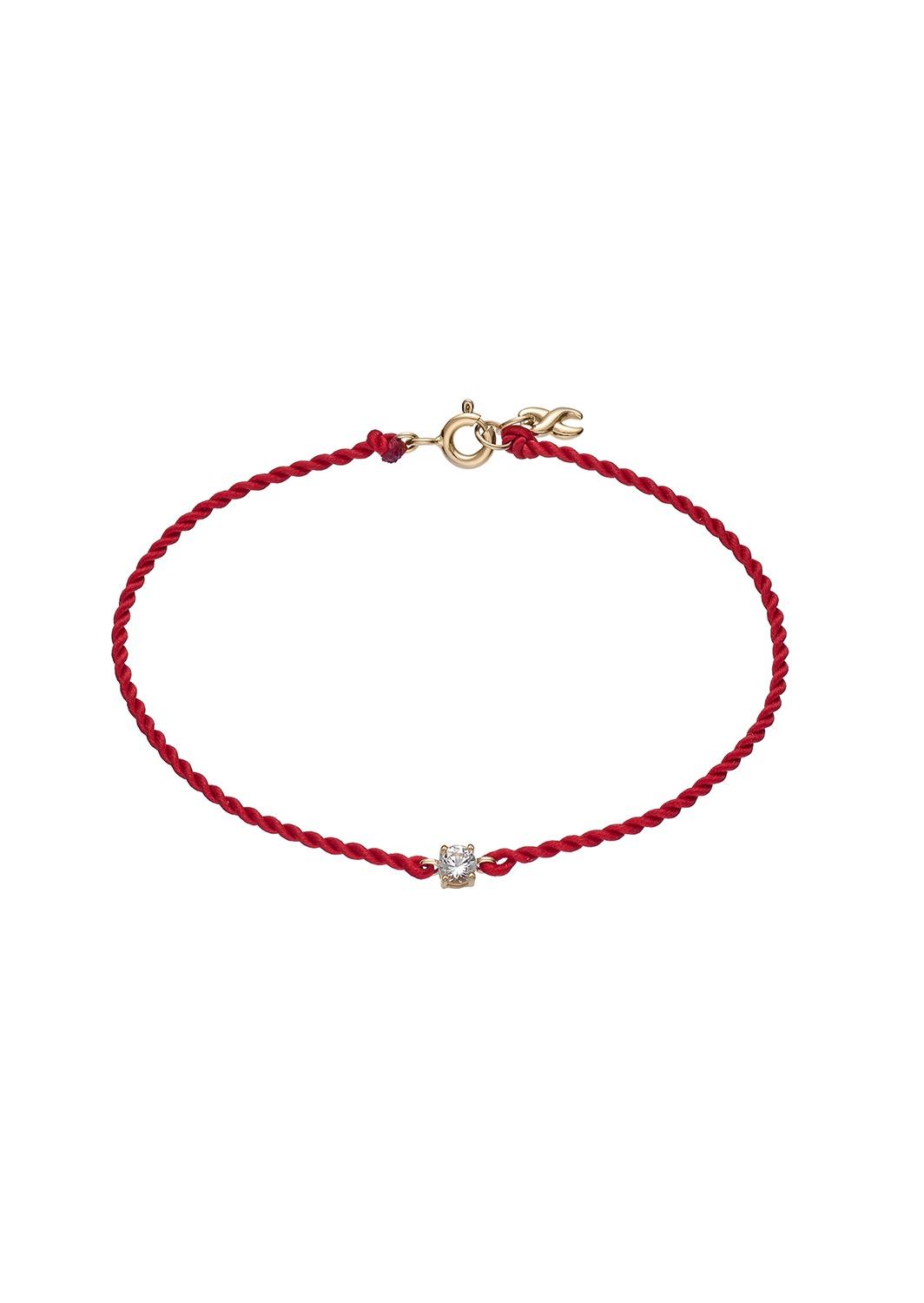 [14K] Lucky Dia Silk Bracelet_Red