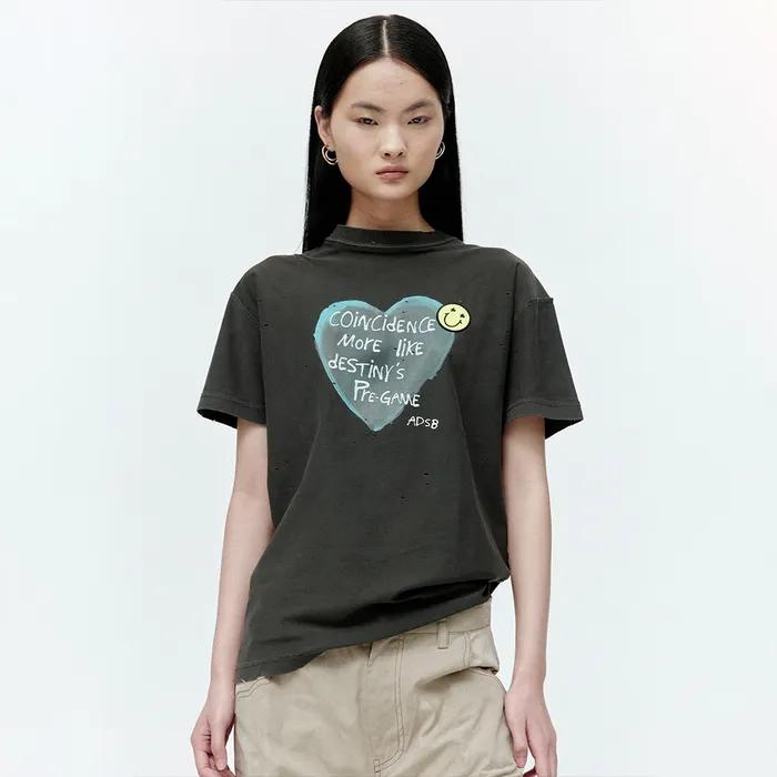 UNISEX HEART MESSAGE T-SHIRT atb1251u(CHARCOAL)