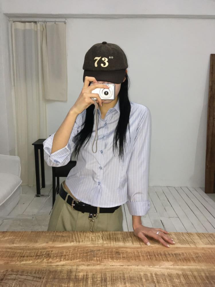 누 스트라이프 크롭 셔츠 (3color)