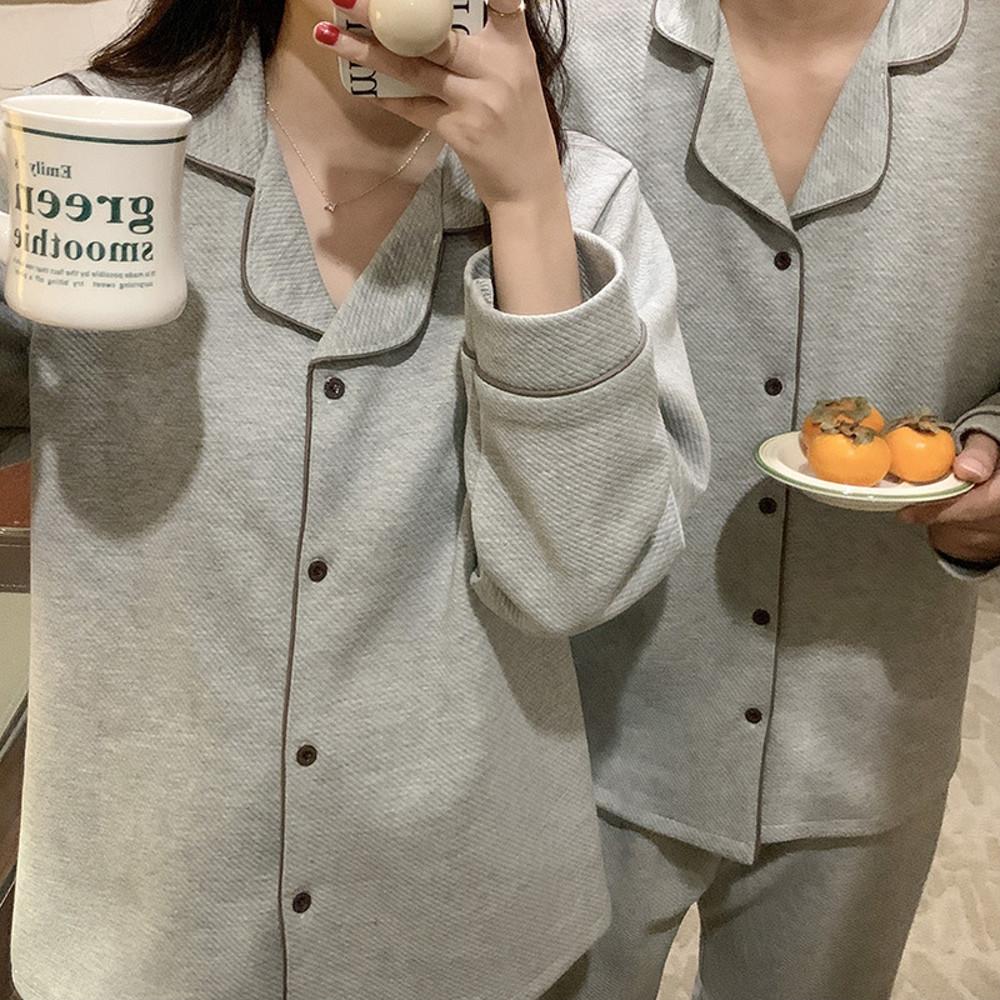베이직 모먼트 긴팔 커플 잠옷 세트 파자마파티 신혼부부 생일선물 홈웨어
