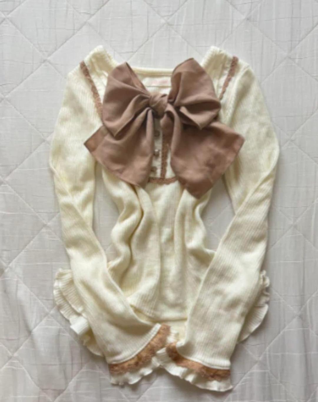 lizlisa 리즈리사 라떼갸루 빅리본 탑 히메갸루 갸루 모리 빈타지 | 후루츠패밀리