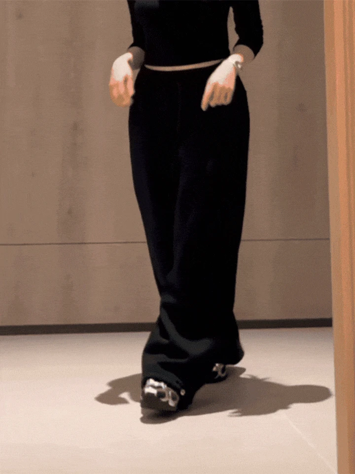 히터 스냅 와이드 융기모 팬츠