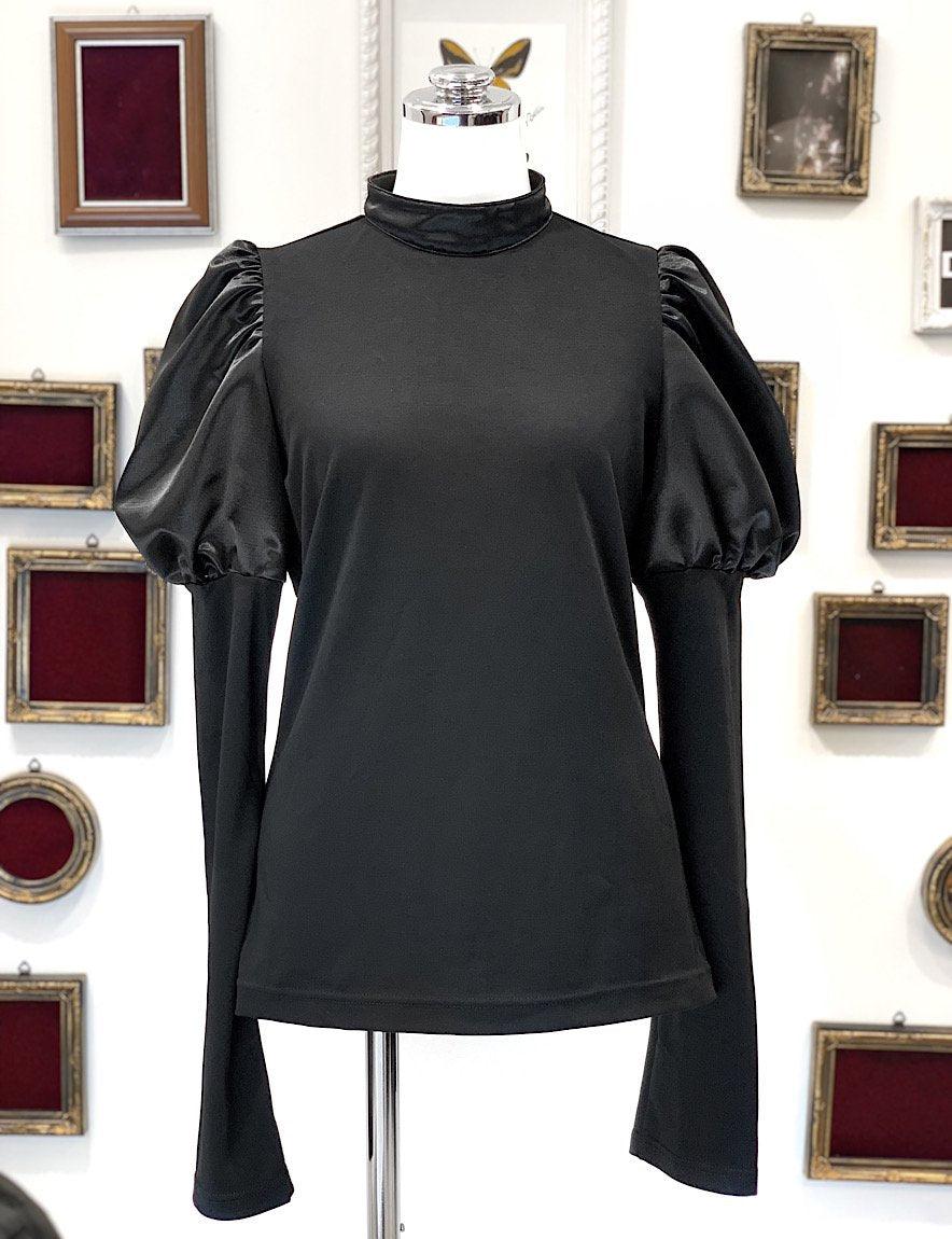 licパフスリーブカットソー - black / F