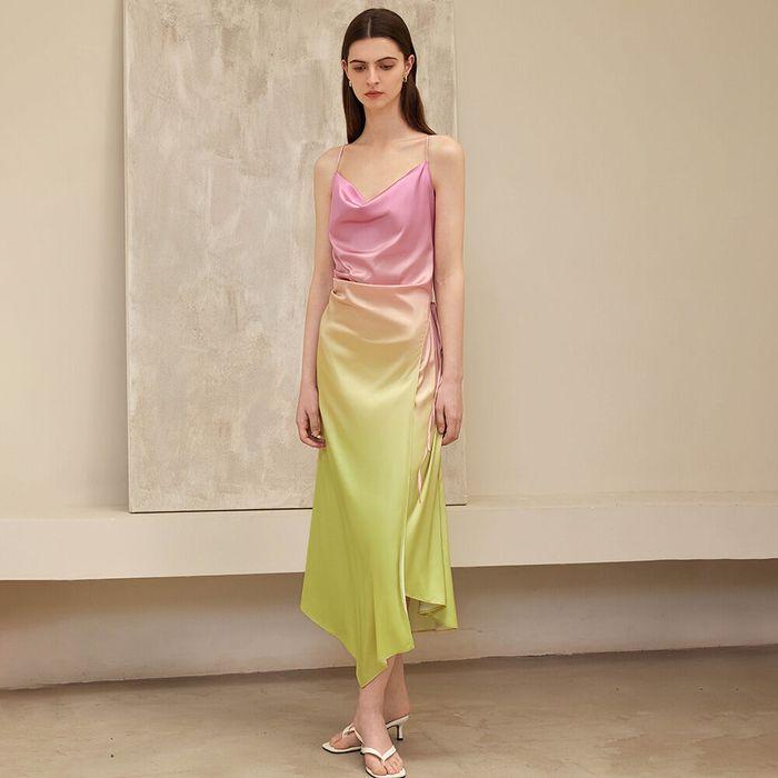 YY_Spaghetti strap satin dress