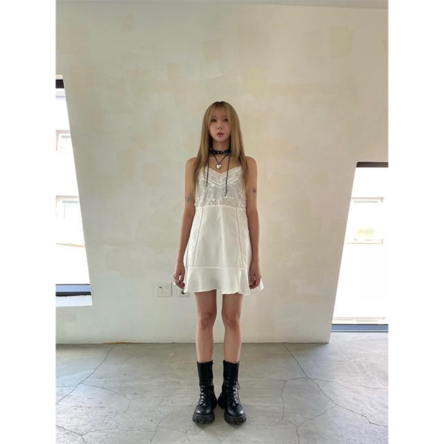 Juliet rose lace A line flared mini slip OPS / 즐리엣 로즈 레이스 A라인 플레어 미니 니시 원피스
