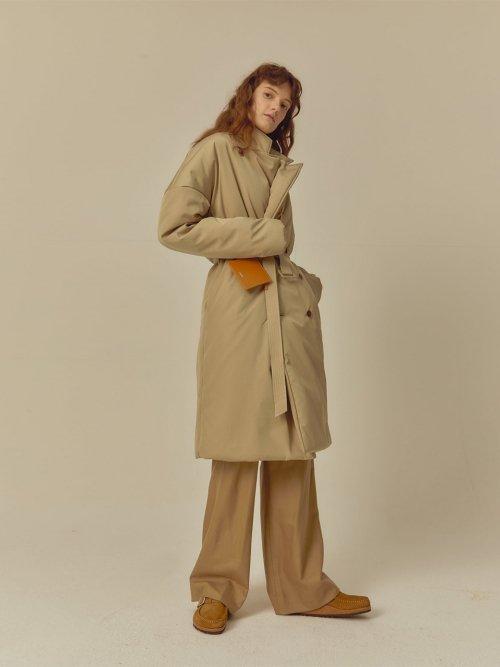 BELTED PADDING DOUBLE COAT BEIGE