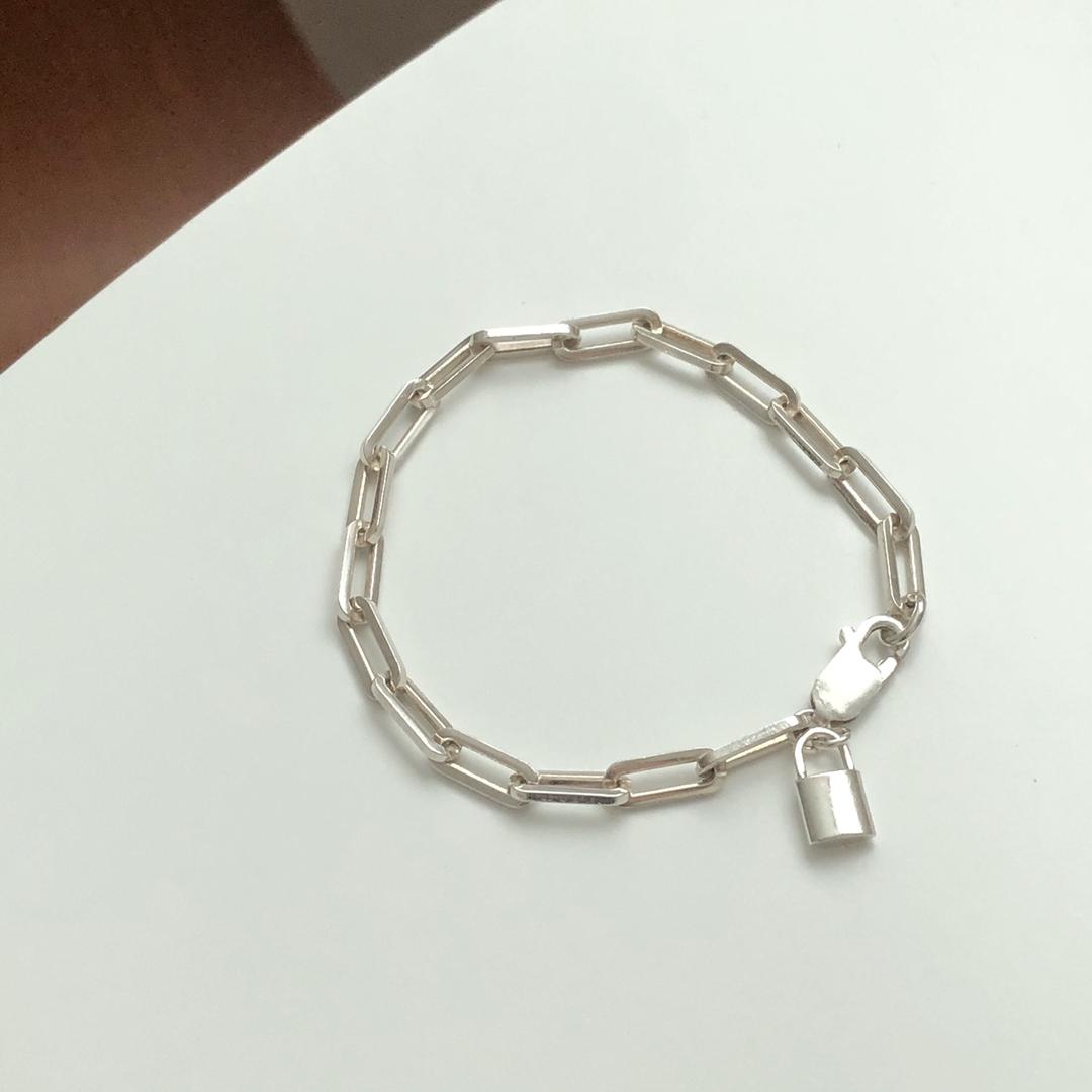 lock chain 자물쇠팬던트 체인은 팔찌 실버클럽팔찌