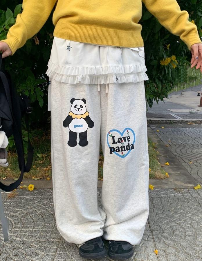 MeihaoStore 판다 코튼 스웨트 팬츠 (그레이)