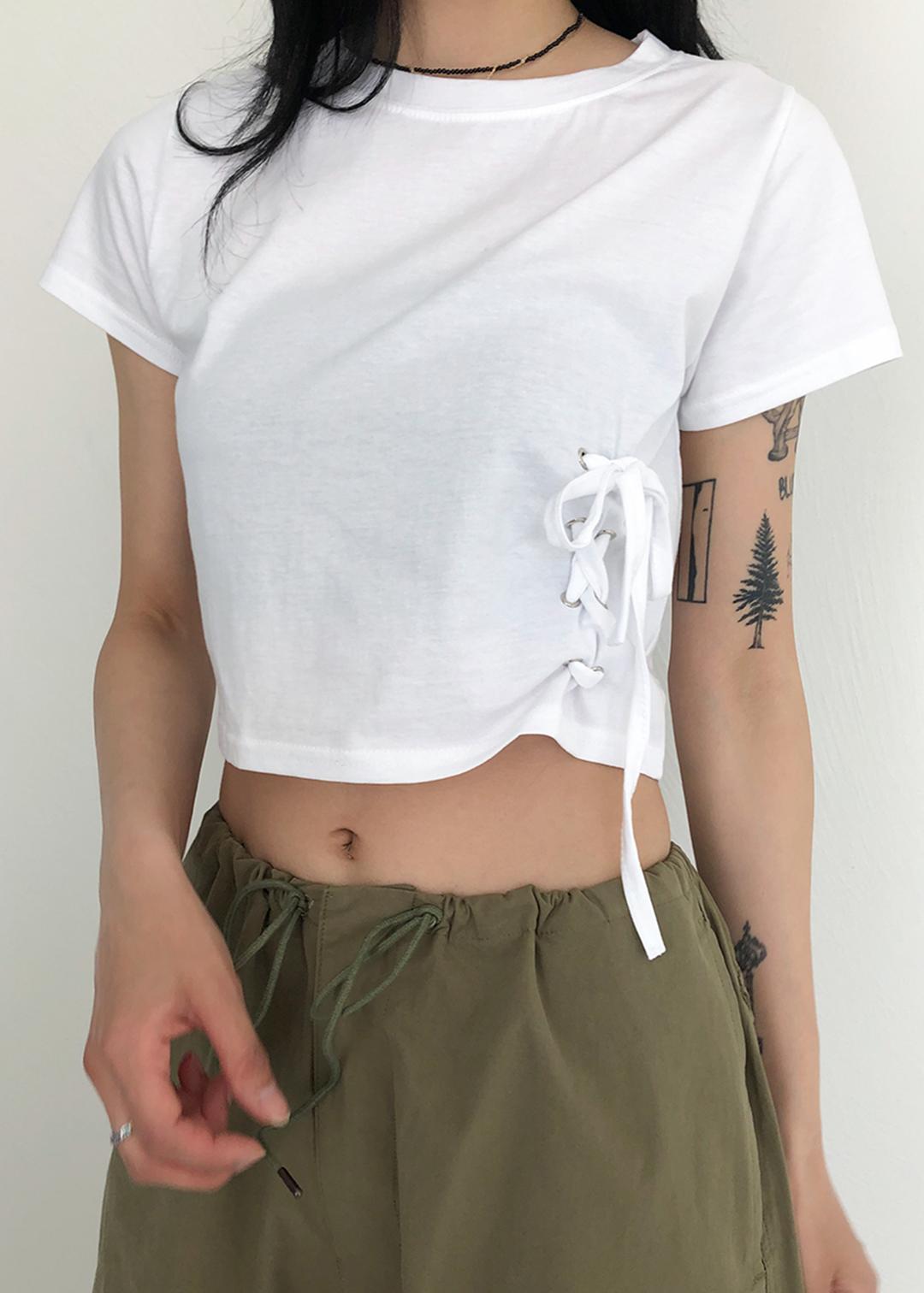 eyelet crop tee 3 color