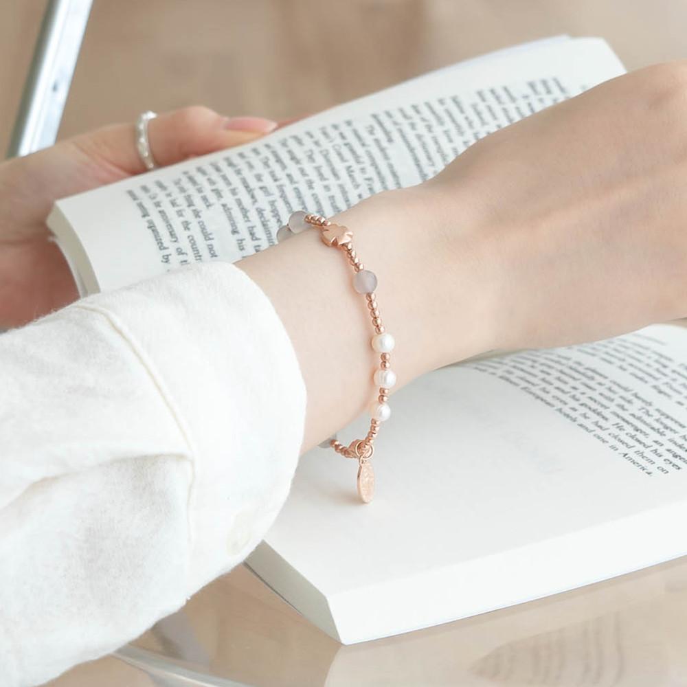 아게이트 로즈골드 묵주팔찌 silver925