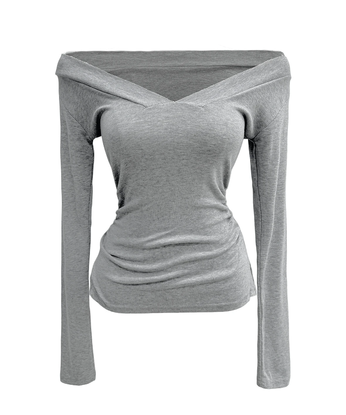 Claire deep v-neck off shoulder T (3color)