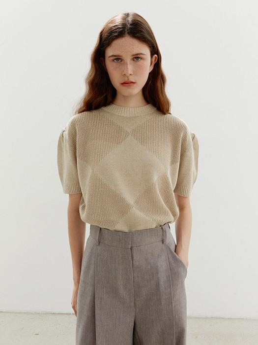 TWR ARGYLE PUFF KNIT TOP _2 COLORS