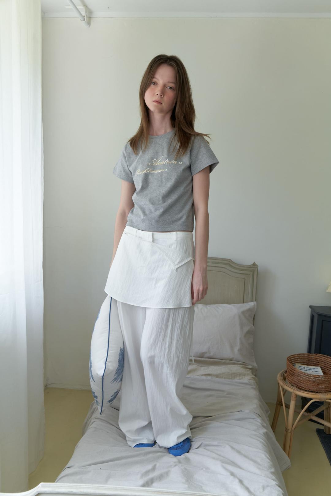 Sheer wide pants- Ivory