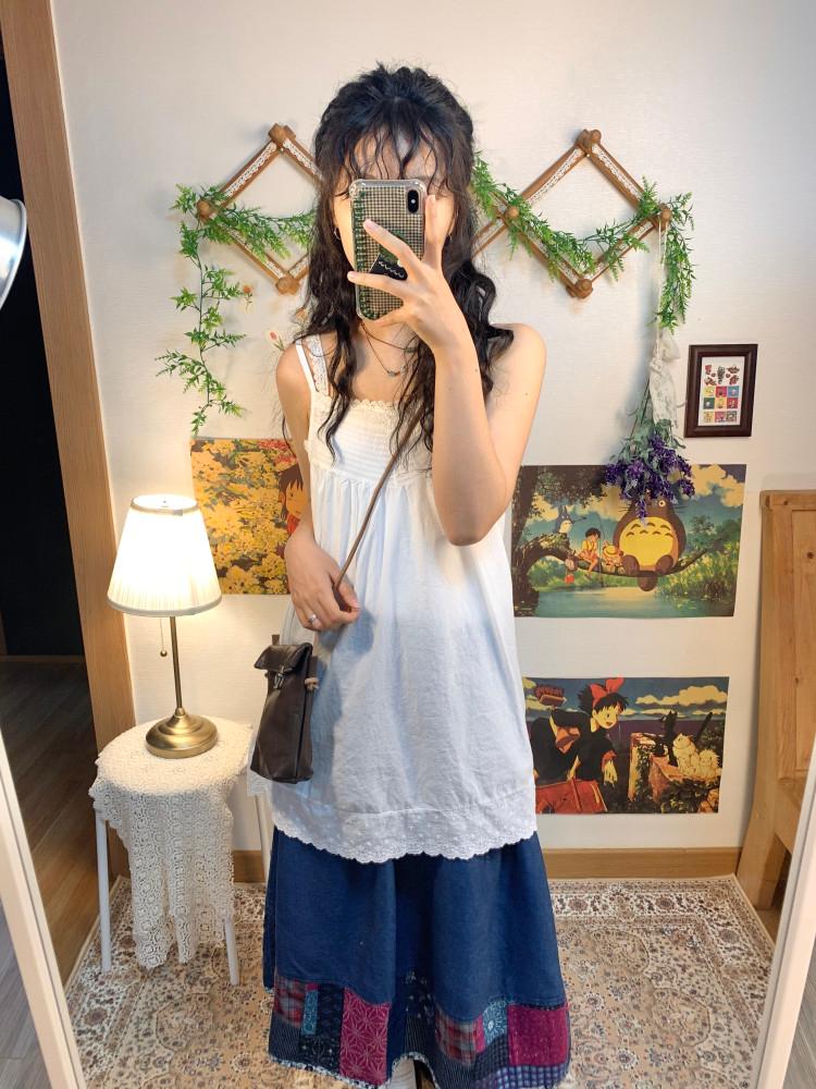 Pintuck long lace sleeveless