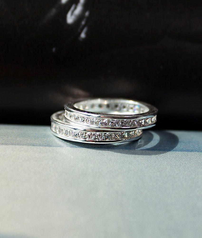 실버 925 베첼 테니스 밴드 가드링 큐빅 반지