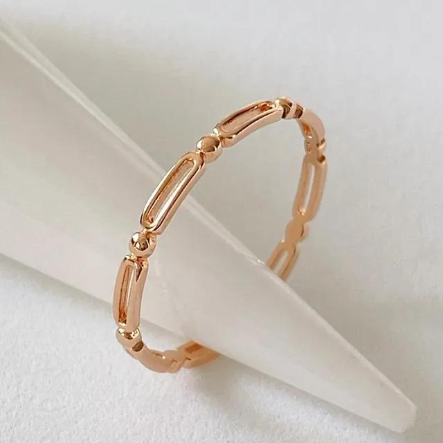 [무배/실버925] 로즈골드 둥근 사각 라인 볼 은반지