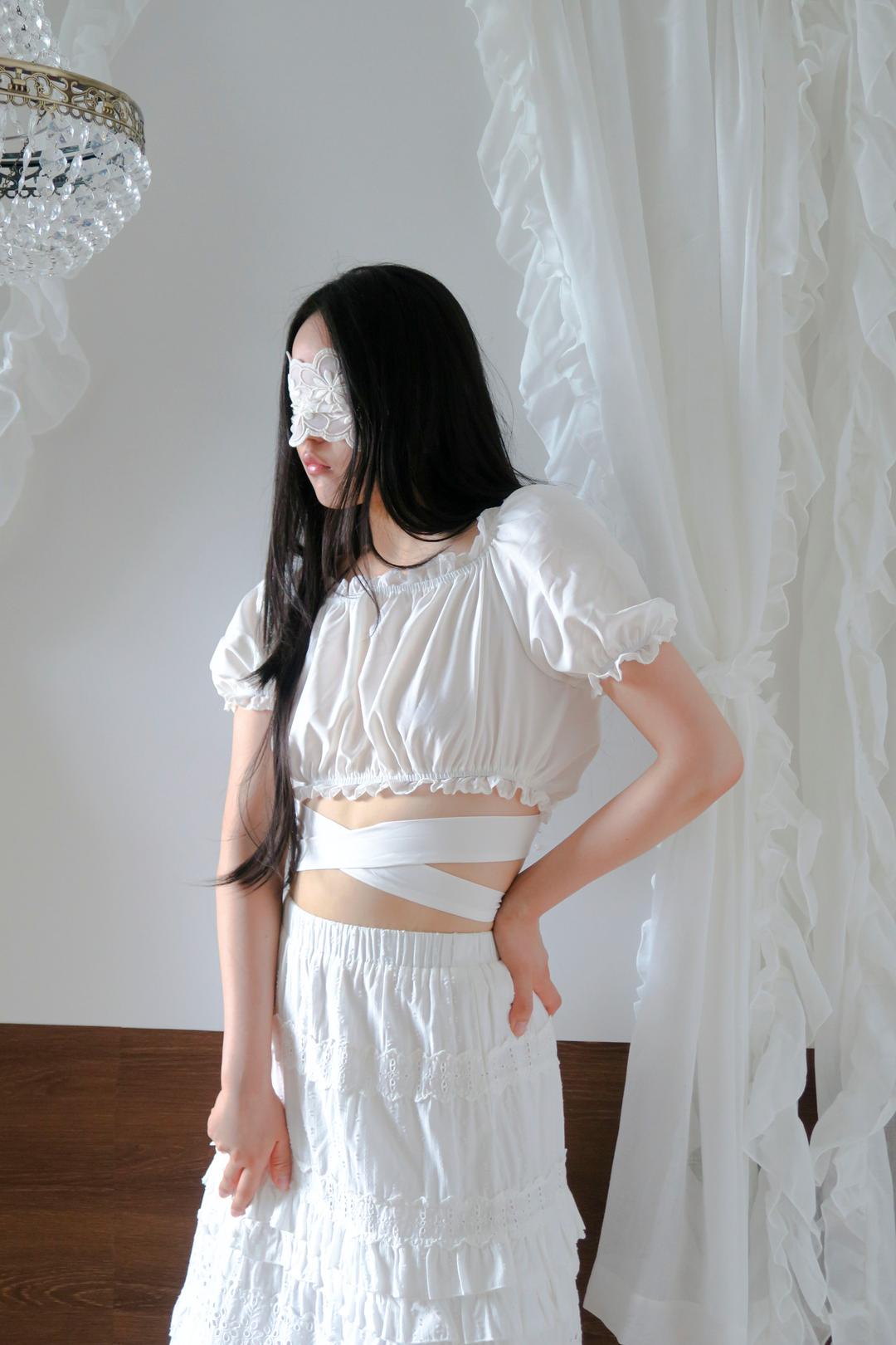 Tidi shirring wrap blouse