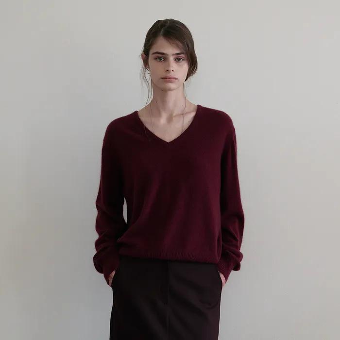 Soft Raccoon Pull Over V-Neck Knit_5 Colors