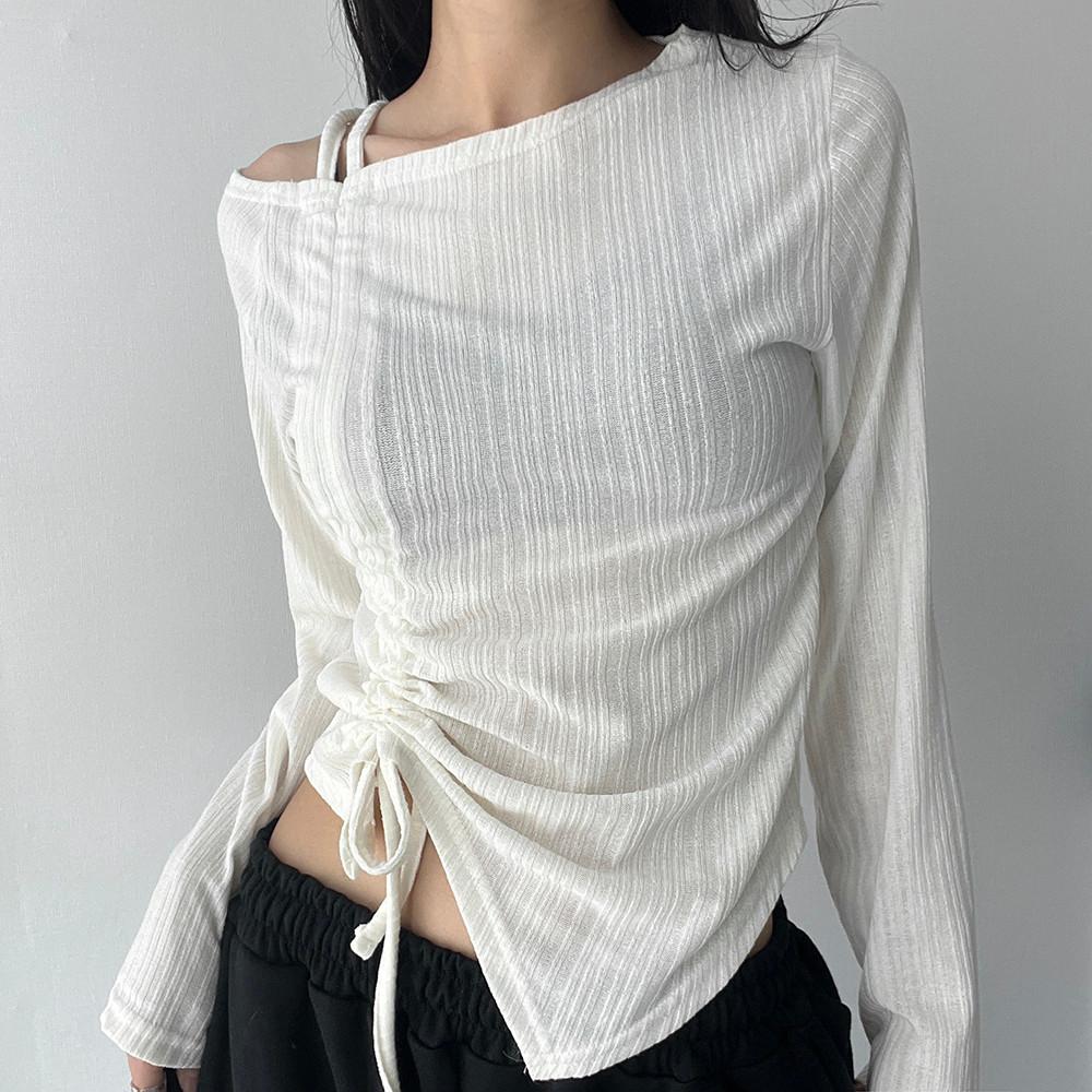 [fw재진행/3컬러] 엔르 셔링 오프숄더 긴팔 니트