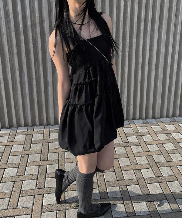 펌킨 나시 프릴 미니 원피스(2color)