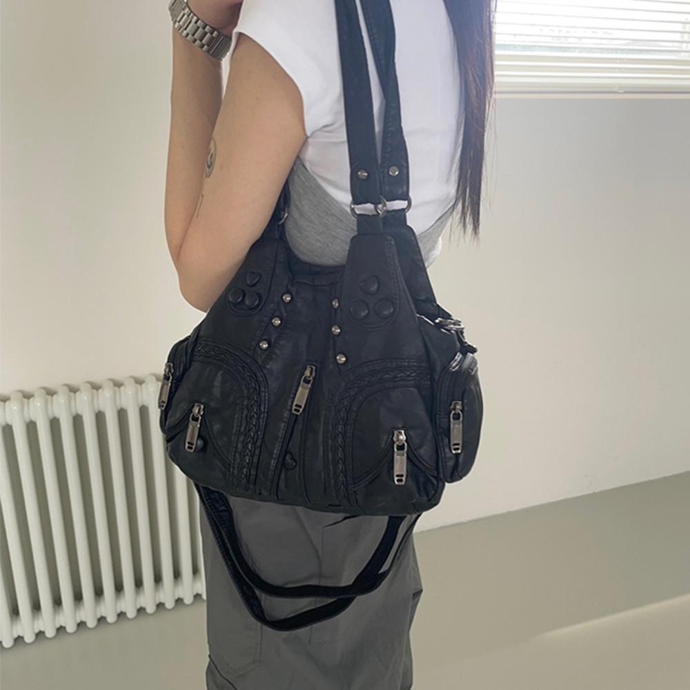 빈티지 하트 버클 크로스 숄더백