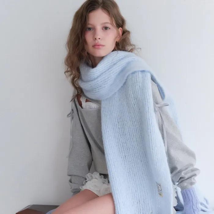 키튼 헤어리 니트 머플러 [ BABY BLUE ] [M007BB]