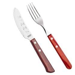 피자전용나이프+포크세트-레진우드-빨간색 21143
