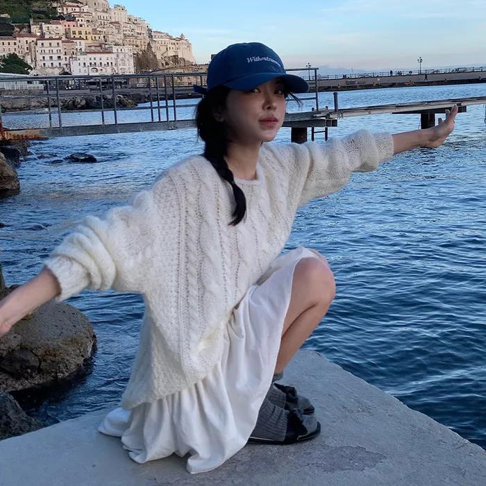 Cinnamon cable knit_ivory