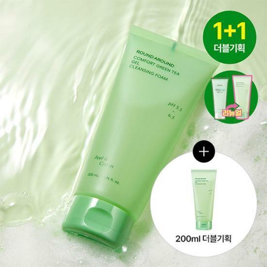 ROUND A'ROUND Comfort Green Tea Gel Cleansing Foam 200mL+200mL Double Set | OLIVE YOUNG Global