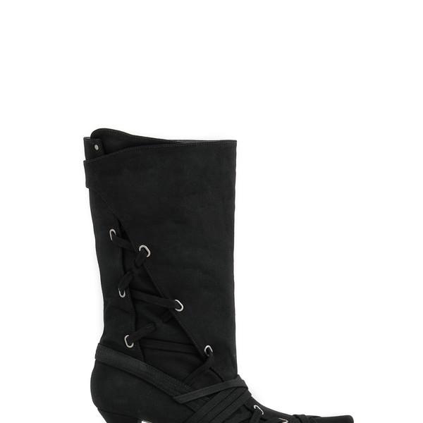 WAXED STRAPPY BOOTS 01 BLACK