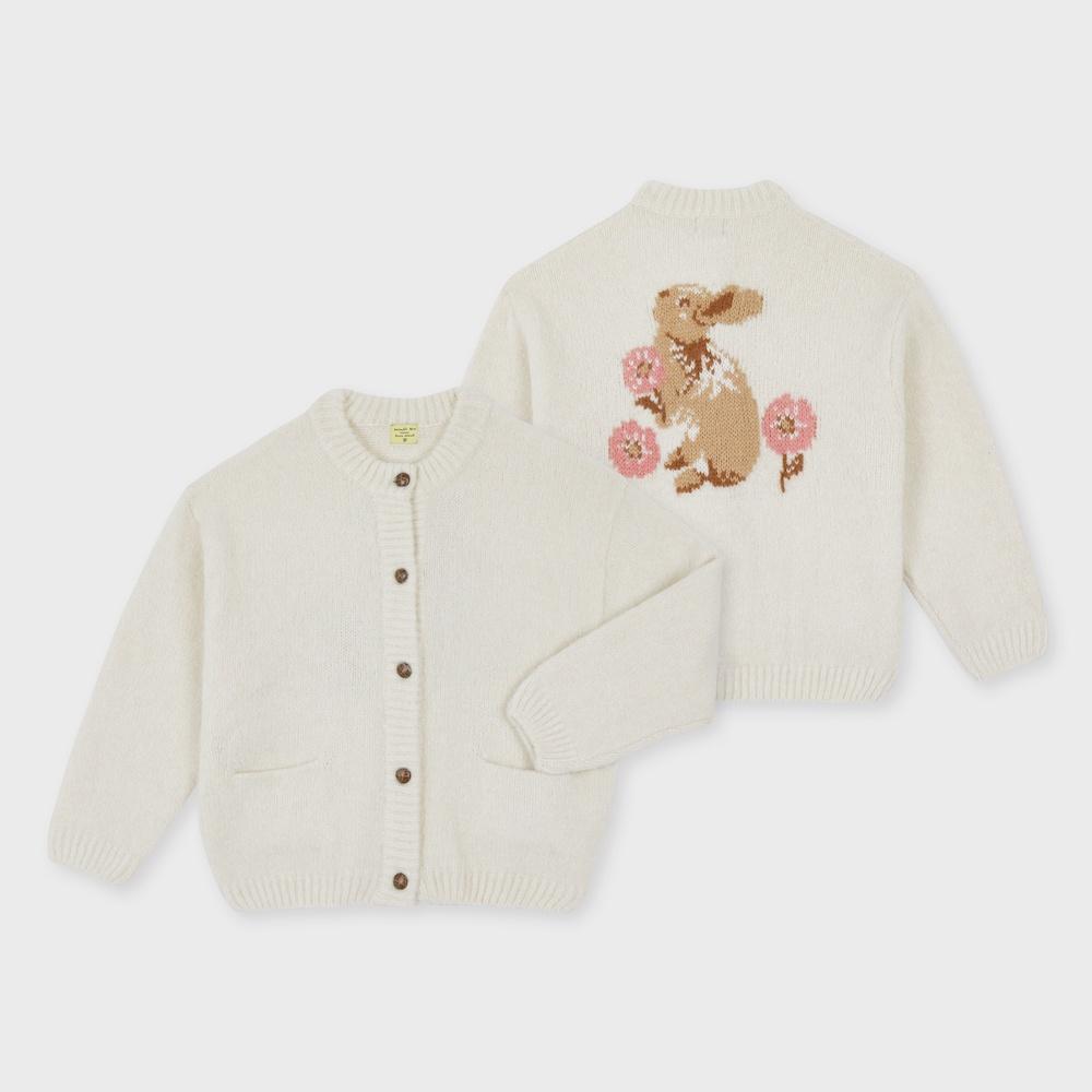 NAT heavy cardigan bunny in the garden ivory