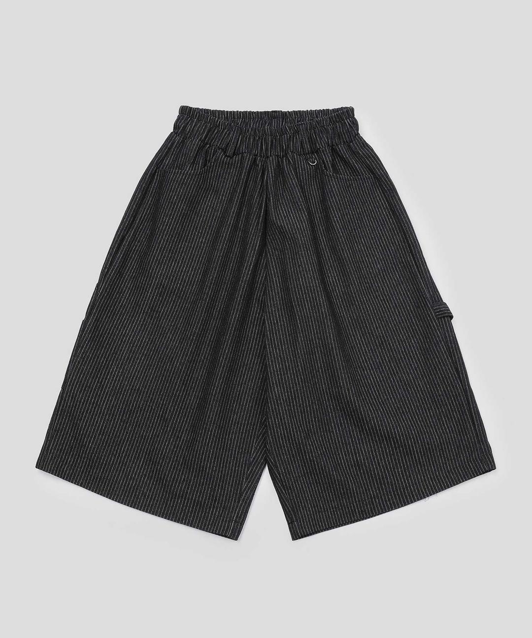 카펜터 버뮤다 스트라이프 와이드 데님 팬츠_블랙