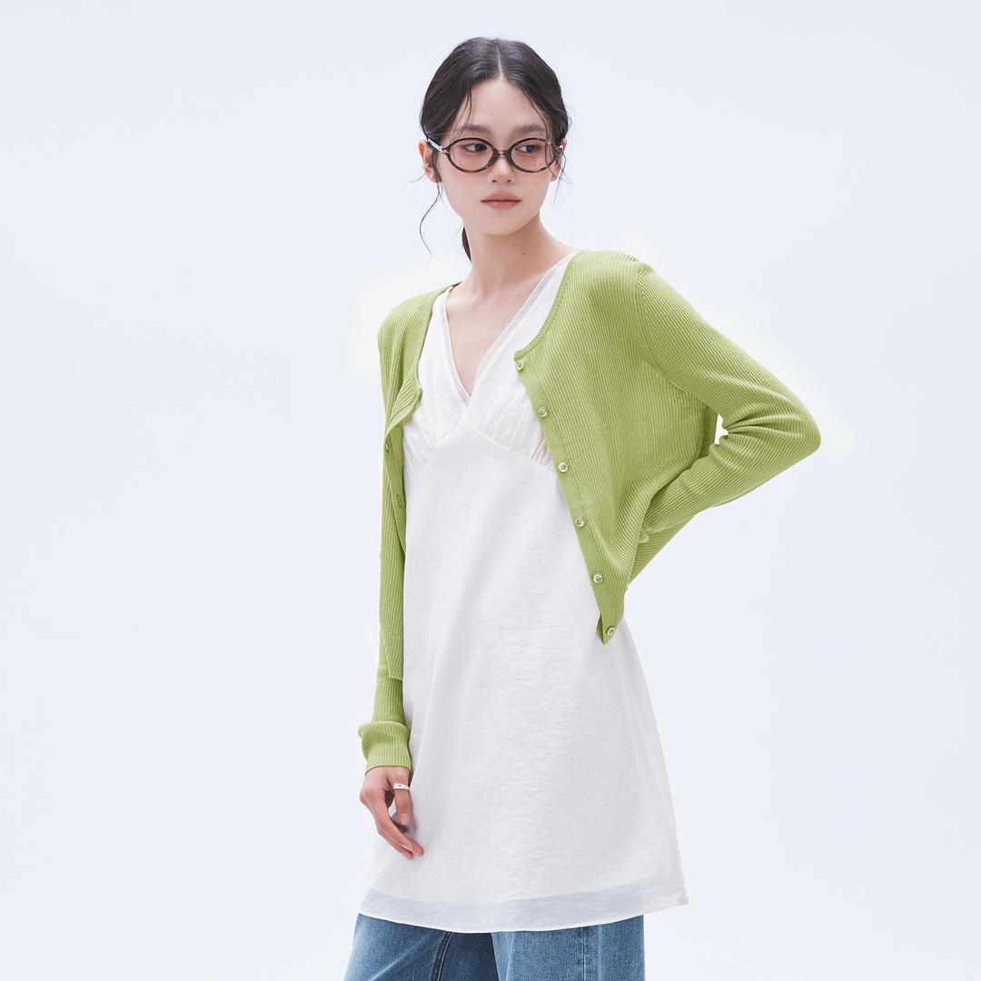 미쏘 V넥 레이어드 원피스_MIWOWG401B