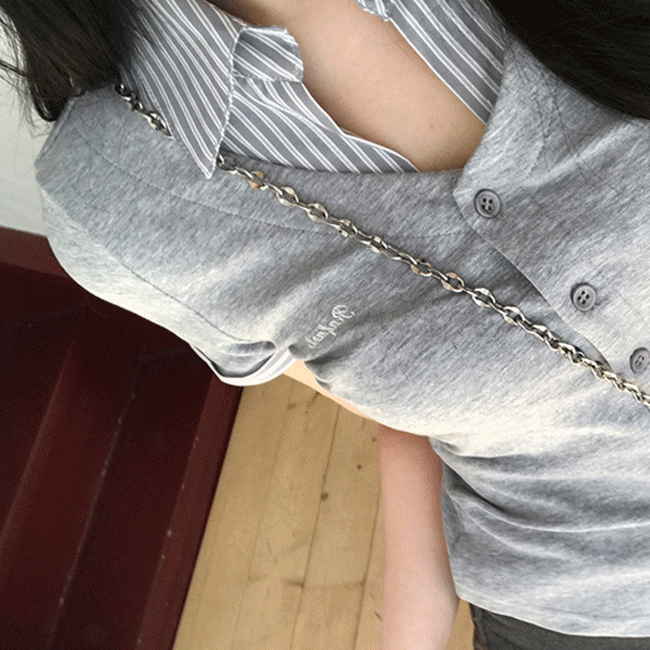 [일체형/허리잘록핏🖤] ST자수셔츠레이어드반팔티 (3color)