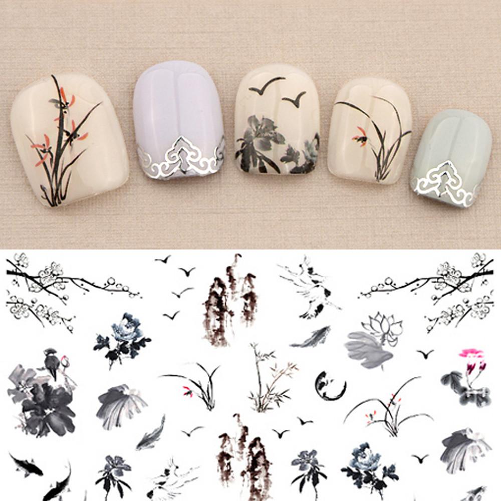 동양수묵화 젤네일 아트 데코스티커
