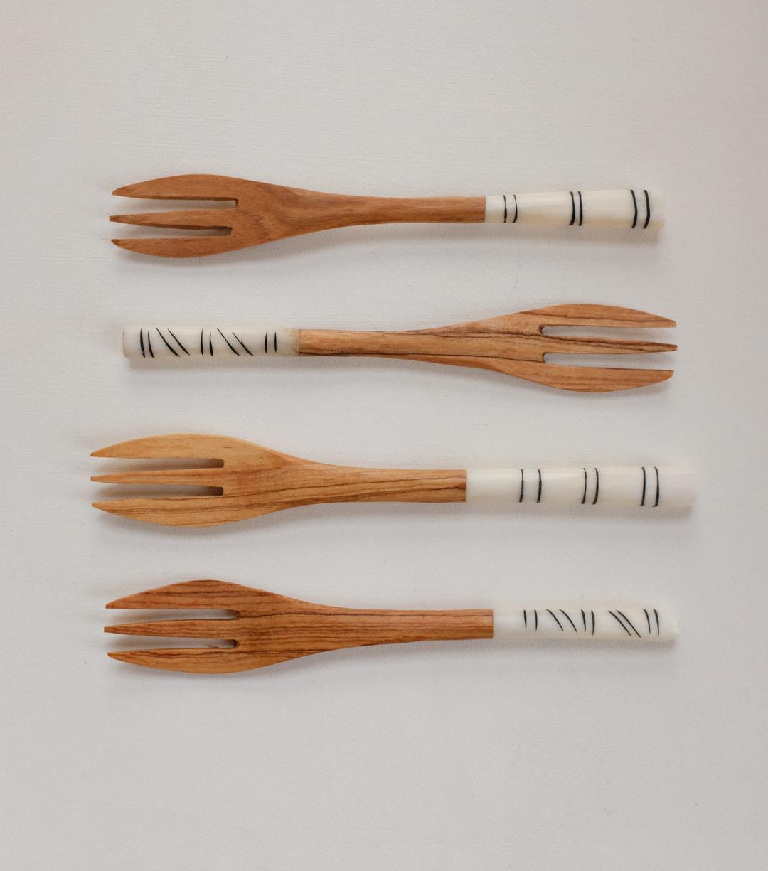 Africa wood carving dessert fork