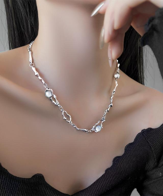 (당일배송) 써지컬스틸 유행하는 힙한 오펄 에메랄드 럽블리 고급스러운 볼드 체인 목걸이