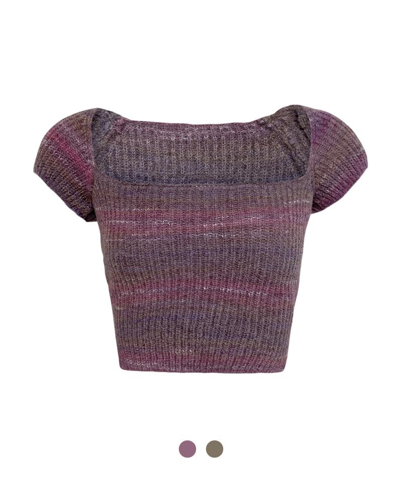 레인보우 스트랩 크롭 니트