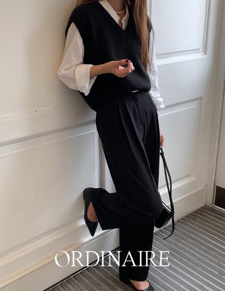 [ordinaire] 어텀 테르 투핀턱 슬랙스 (2color/숏·롱/XS-L/블랙 숏M,롱S 단독주문시당일발송)