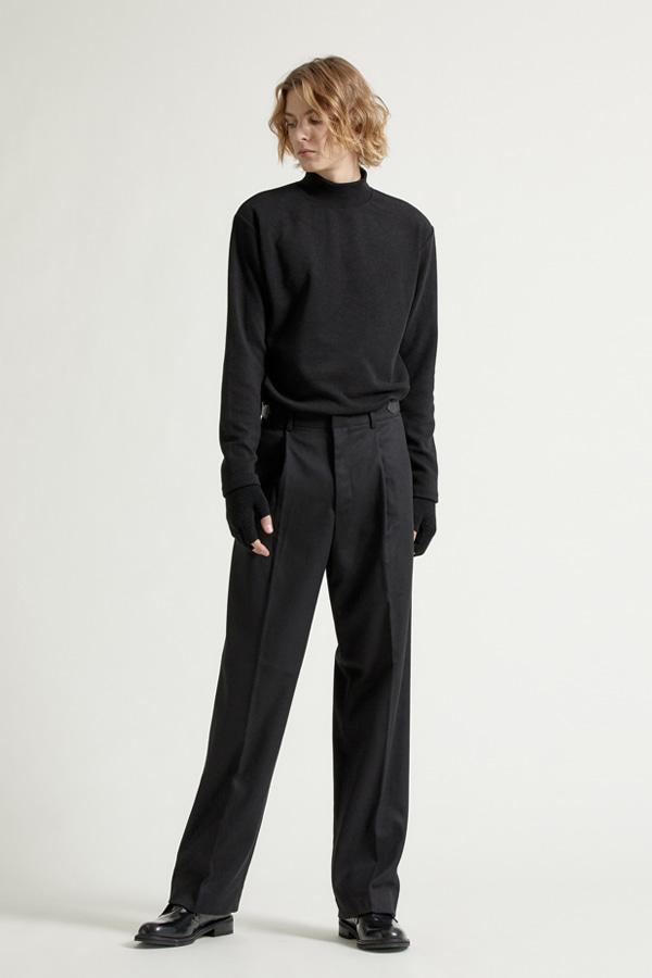 레더 비조 슬랙스 블랙