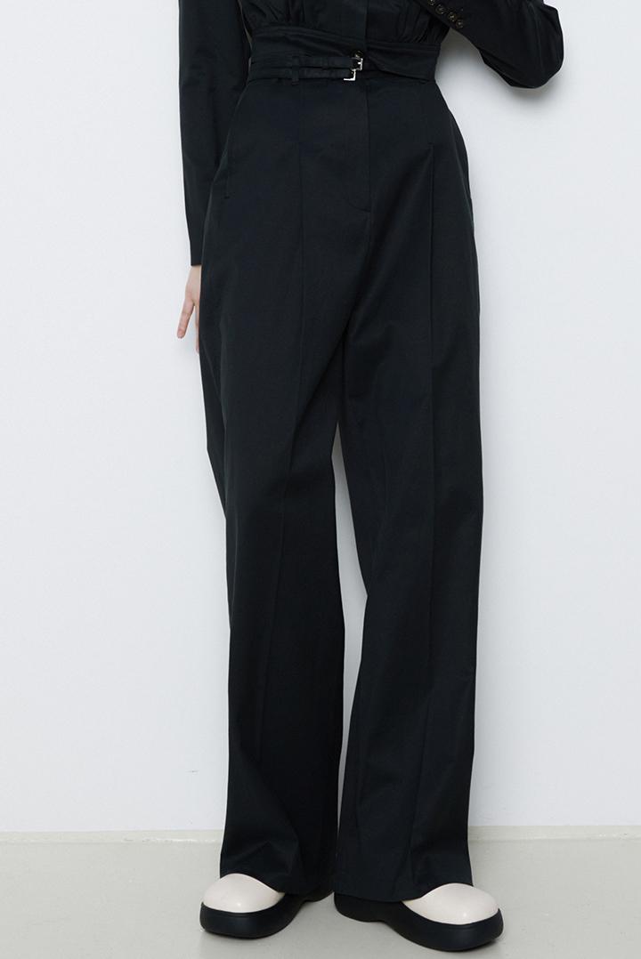 DOUBLE BELT WIDE PANTS_NAVY