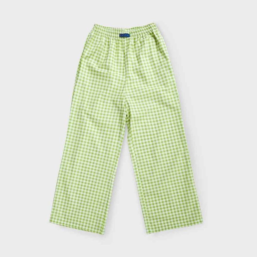 원마일 팬츠 - 깅엄체크 연두