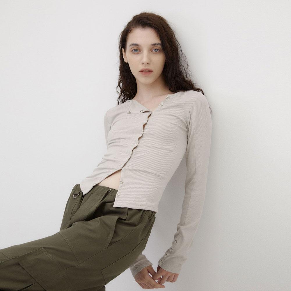 Diagonal boat neck top - Taupe