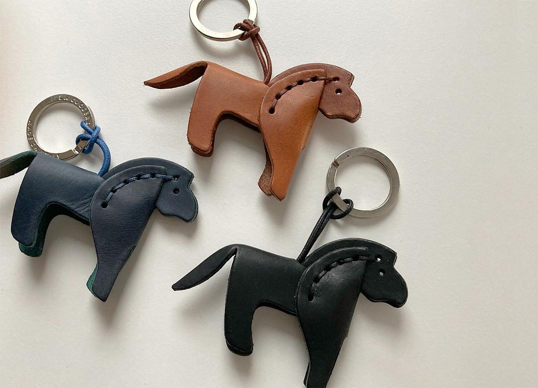 leather key holder&charm_horse