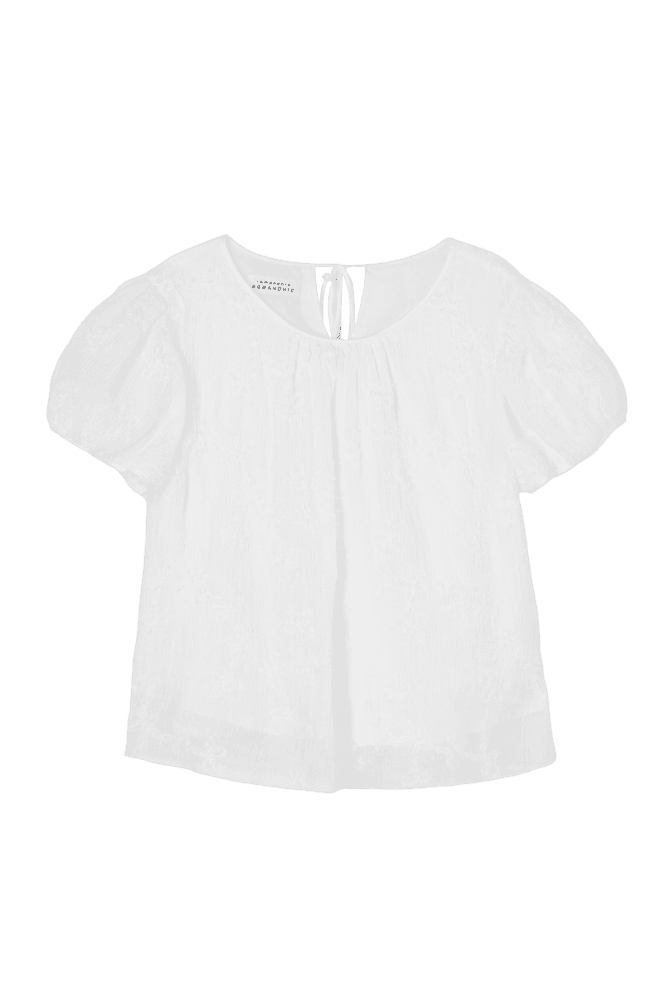 Flower Puff Blouse (White)