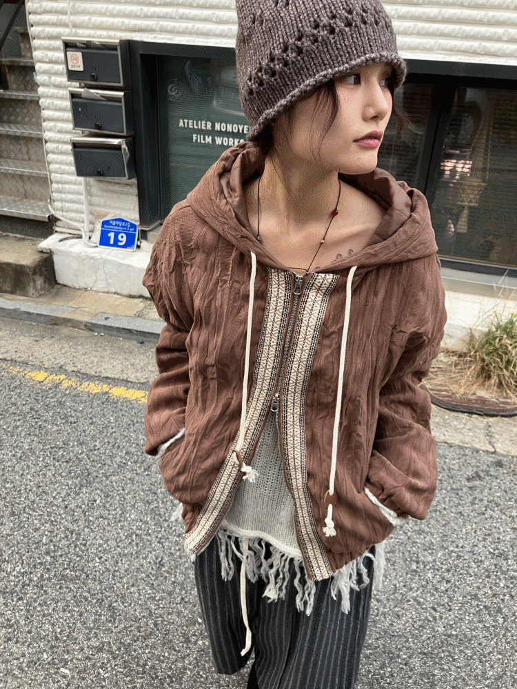 모래하우스 히피 링클 누빔점퍼