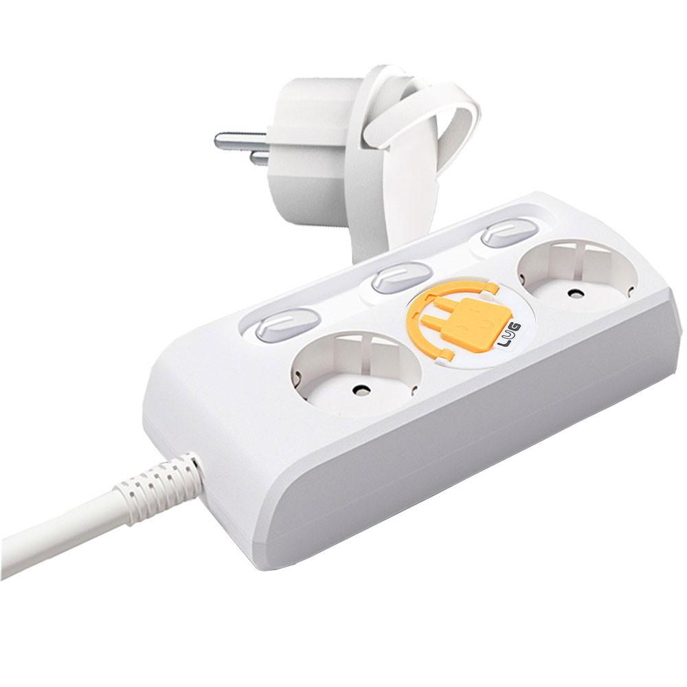 러그박스 개별 멀티탭 화이트 납작플러그 3구 1.5m