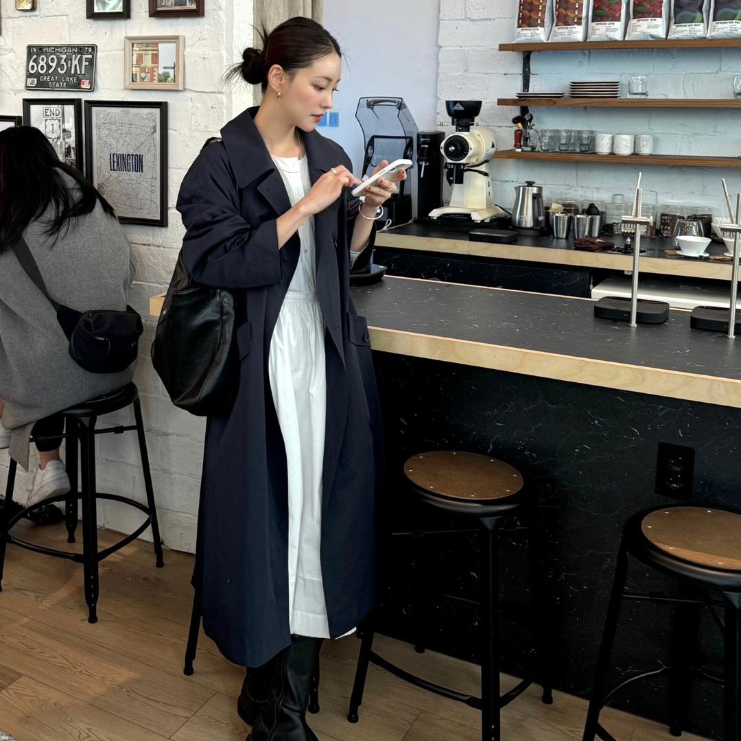 [29CM 단독] 세미더블 카라 트렌치 코트 네이비 (AETR4A402N2)