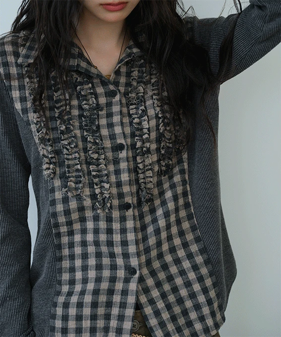 *추천* 모스 체크 배색 셔츠 3color