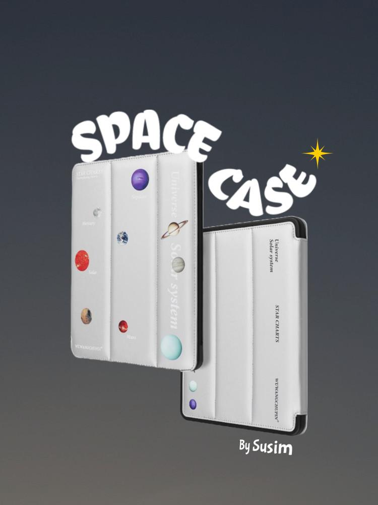 수심 Space Ipad Case 우주 아이패드 케이스 실버 패딩 달 별 행성 힙한 프로